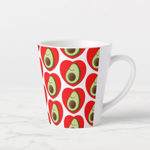 Cute Avocado Cartoon In Red Heart  Latte Mug