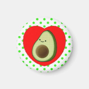 Cute Avocado Cartoon In Red Heart Magnet