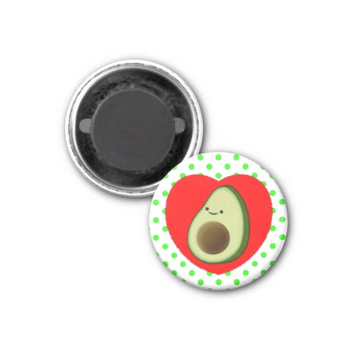 Cute Avocado Cartoon In Red Heart Magnet