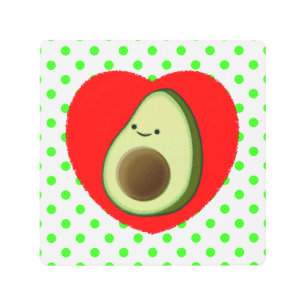 Cute Avocado Cartoon In Red Heart Metal Print