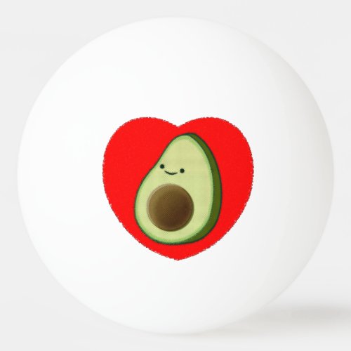 Cute Avocado Cartoon In Red Heart Ping Pong Ball