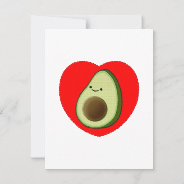 Cute Avocado Cartoon In Red Heart Postcard (Front)