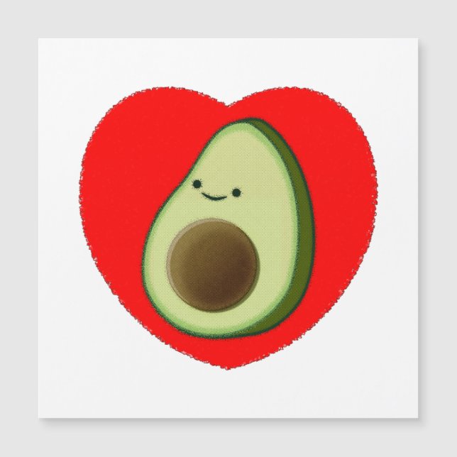 Cute Avocado Cartoon In Red Heart Postcard (Front)