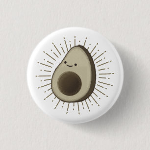 Cute Avocado Cartoon In Vintage Style Button