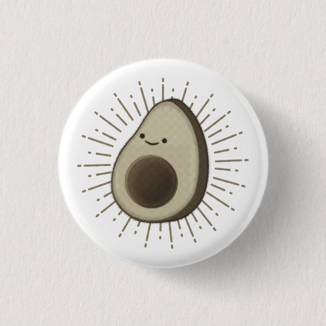Cute Avocado Cartoon In Vintage Style  Button (Front)