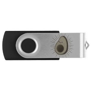 Cute Avocado Cartoon In Vintage Style Flash Drive