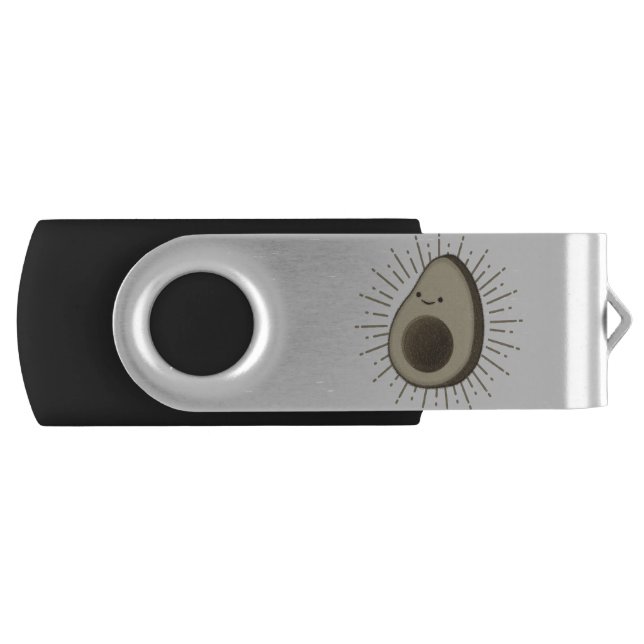 Cute Avocado Cartoon In Vintage Style Flash Drive (Front)