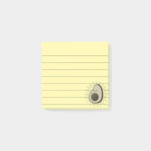 Cute Avocado Cartoon In Vintage Style Lined 3x3 Post_it Notes