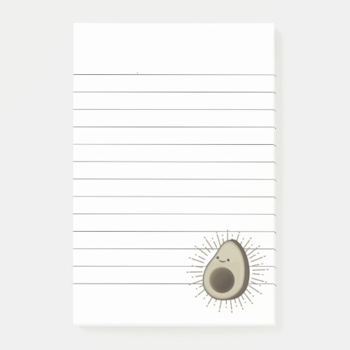 Cute Avocado Cartoon In Vintage Style Lined Post_it Notes