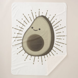 Cute Avocado Cartoon In Vintage Style Sherpa Blanket