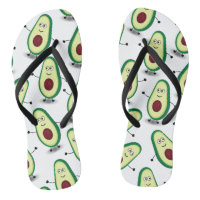Cute Avocado Cartoon Pattern Flip Flops
