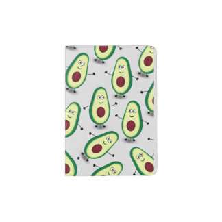 Cute Avocado Cartoon Pattern Passport Holder