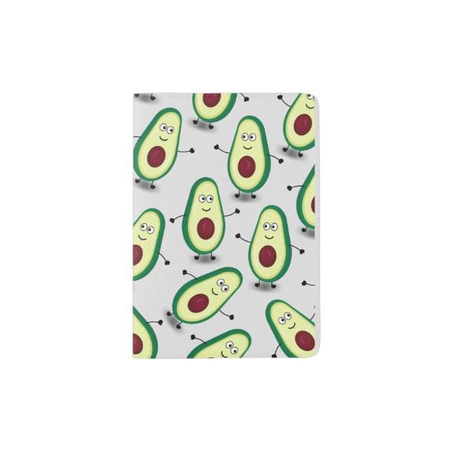 Cute Avocado Cartoon Pattern Passport Holder (Front)