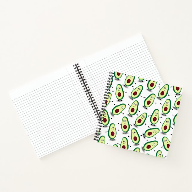 Cute Avocado Cartoon Pattern Spiral Notebook (Inside)