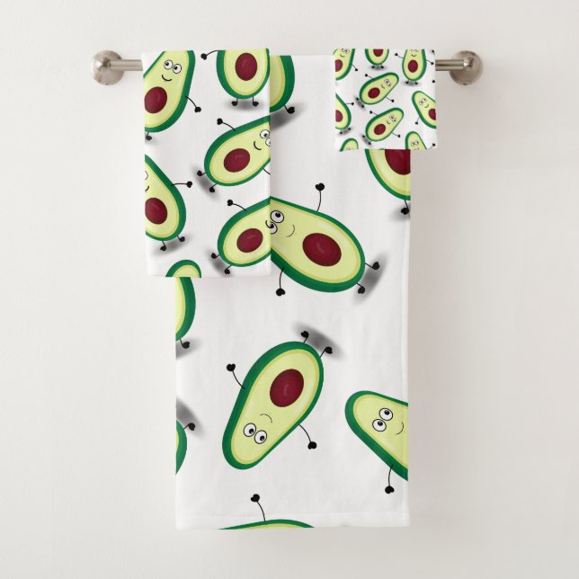 Cute Avocado Cartoon Pattern Towel Set (Insitu)