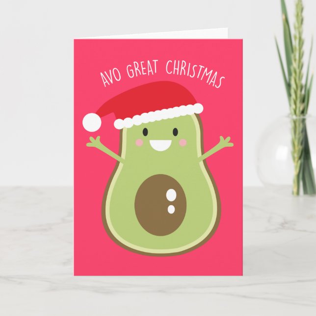 Cute Avocado Christmas Xmas Greetings Card (Front)