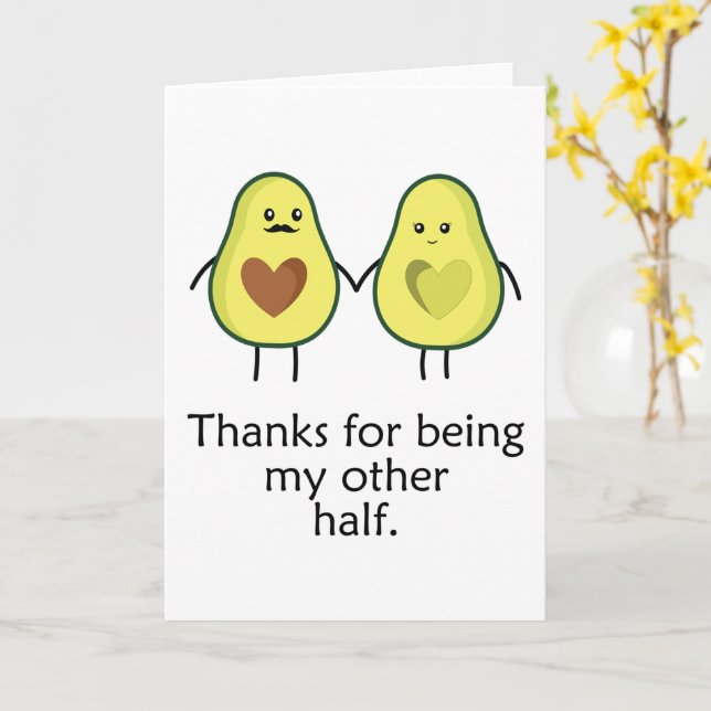 Cute Avocado Couple Anniversary Card (Yellow Flower)