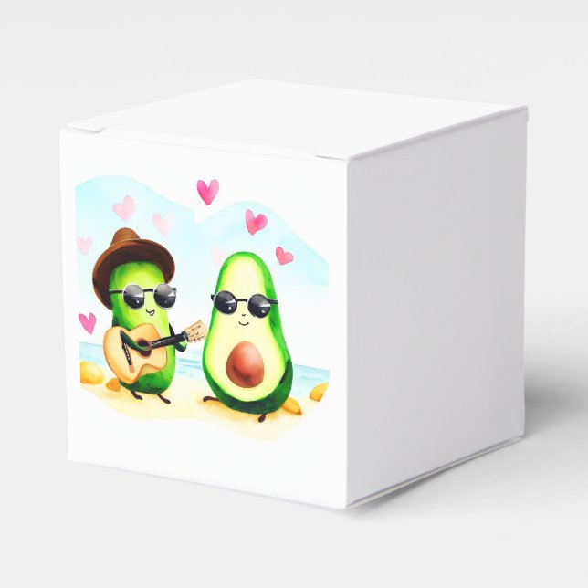 Cute Avocado Couple Favor Boxes (Front Side)