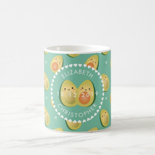 Cute Avocado Couple Funny Wedding Anniversary Coffee Mug (Center)