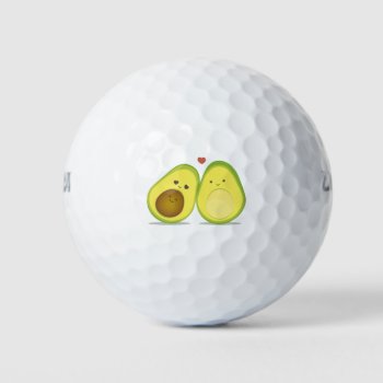 Cute Avocado Couple Golf Balls by escapefromreality at Zazzle