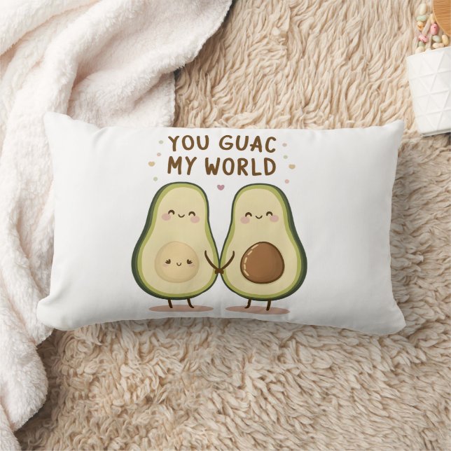 Cute Avocado Couple Lumbar Pillow (Blanket)