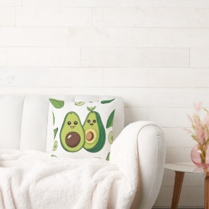 Cute Avocado Couple Phone Case   Funny Kawaii Frui Throw Pillow