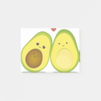 Cute Avocado Couple Post-it Notes by escapefromreality at Zazzle