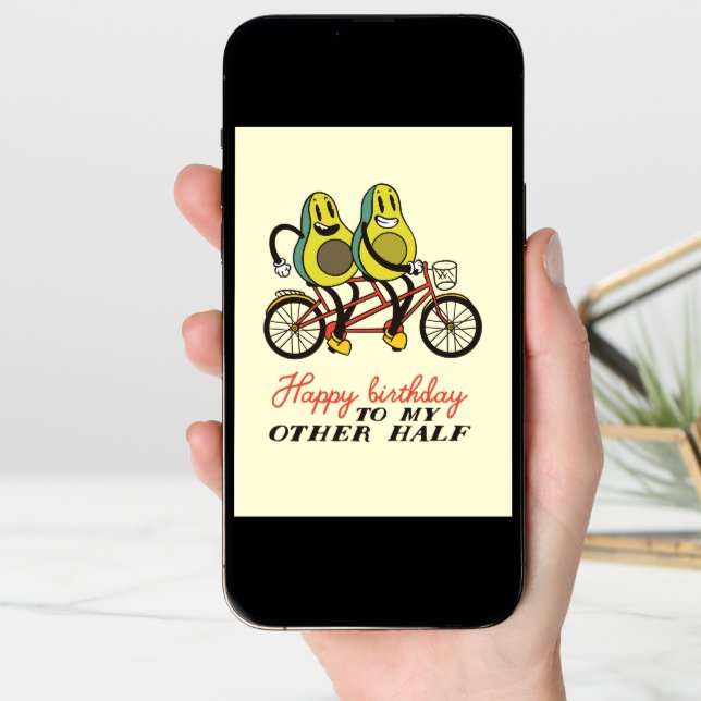 Cute Avocado Couple Pun Funny Birthday Card (Front Digital)