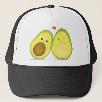Cute Avocado Couple Trucker Hat by escapefromreality at Zazzle