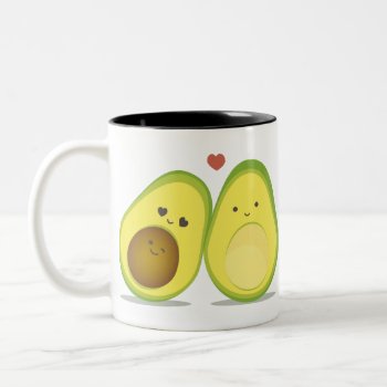 Cute Avocado Couple Two-tone Coffee Mug by escapefromreality at Zazzle