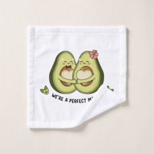  Cute Avocado Couple "We're a Perfect Match" Pun   Bath Towel Set