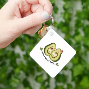  Cute Avocado Couple "We're a Perfect Match" Pun   Keychain