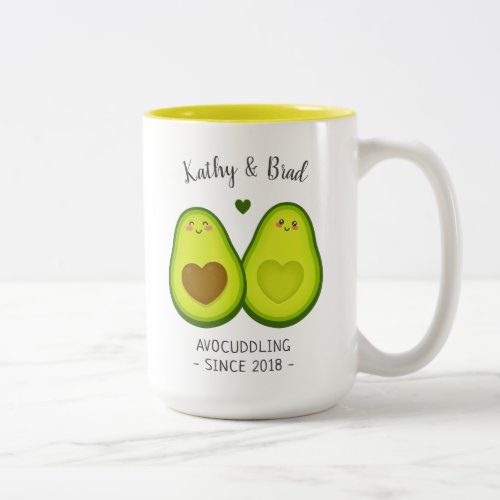 Cute Avocado Cuddle Customized Gift For Him Her Two_Tone Coffee Mug