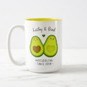 Cute Avocado Cuddle Customized Gift For Him Her Two-Tone Coffee Mug (Left)