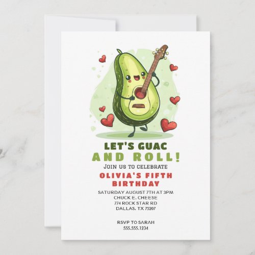Cute Avocado Custom Birthday Invitation