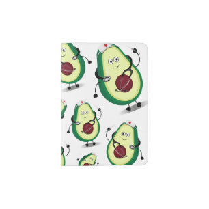 Cute Avocado Doctor Cartoon Passport Holder