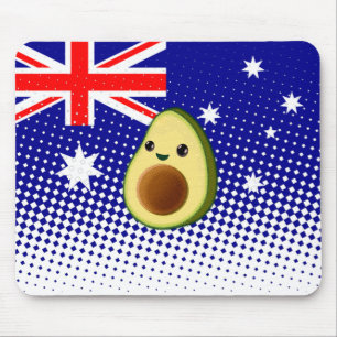 Cute Avocado Drawing Australian Flag Custom Mouse Pad