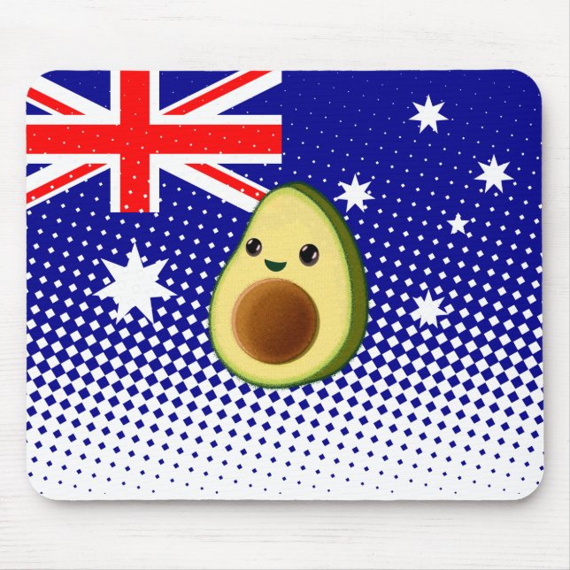 Cute Avocado Drawing Australian Flag Custom Mouse Pad (Front)