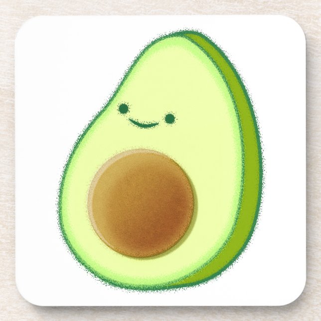 Cute Avocado Drawing Beverage Coaster (Front)