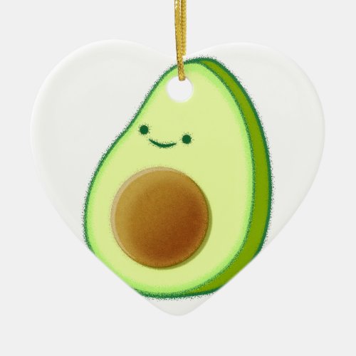 Cute Avocado Drawing Ceramic Ornament