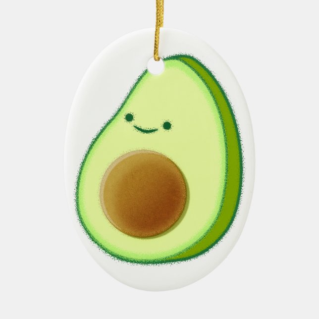 Cute Avocado Drawing Ceramic Ornament (Front)
