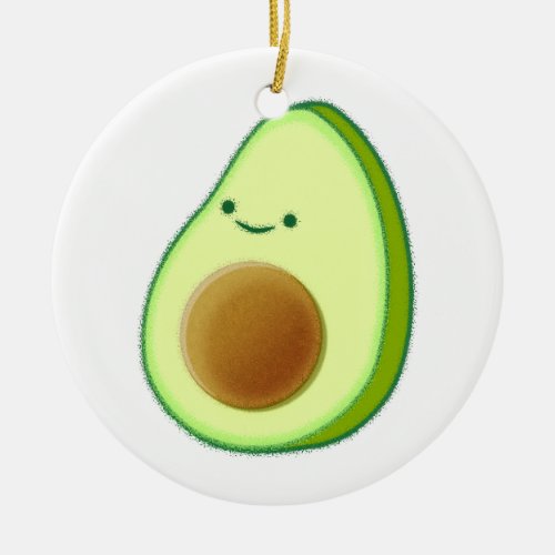 Cute Avocado Drawing Ceramic Ornament