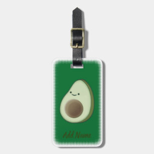 Cute Avocado Drawing Custom Green Luggage Tag
