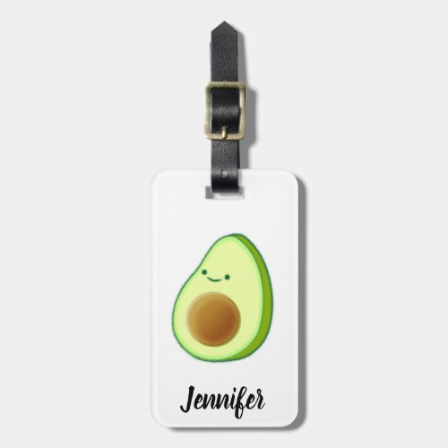 Cute Avocado Drawing Custom Name Luggage Tag