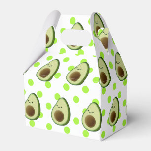 Cute Avocado Drawing Green Polka Dots Favor Boxes