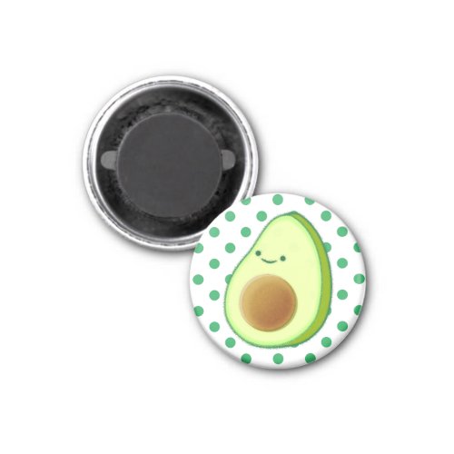 Cute Avocado Drawing Green Polka Dots Magnet