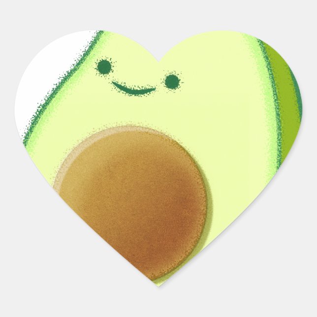 Cute Avocado Drawing Heart Sticker (Front)