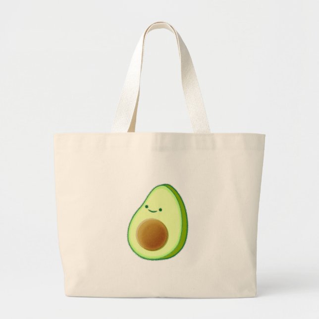 Cute Avocado Drawing Large Tote Bag (Front)