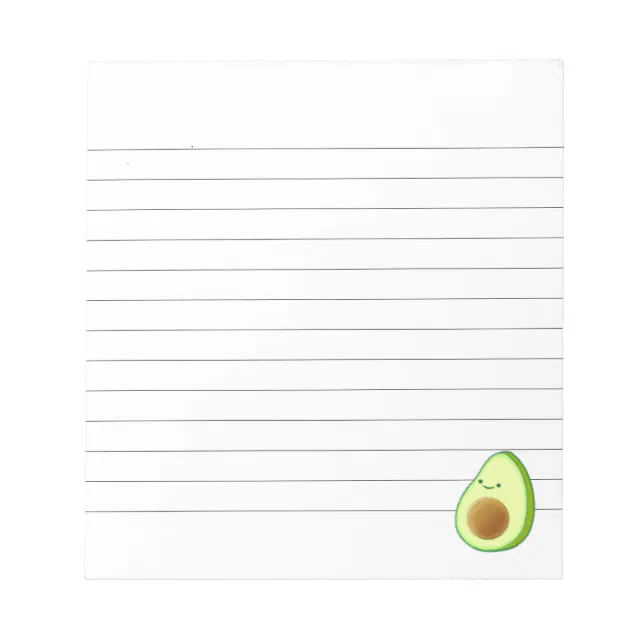 Cute Avocado Drawing Lined Notepad | Zazzle