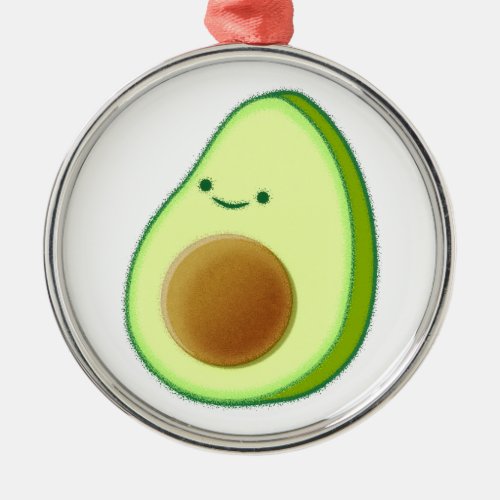 Cute Avocado Drawing Metal Ornament